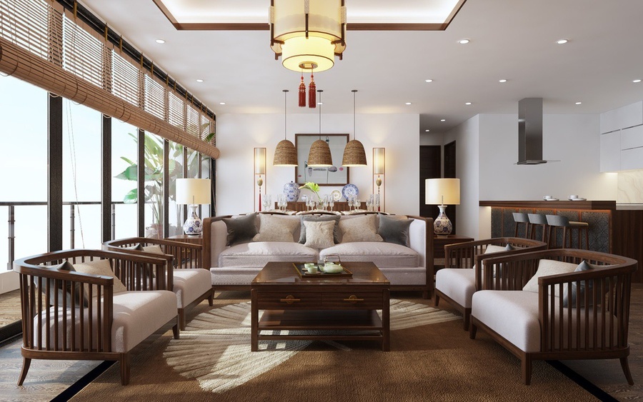 Sử dụng chất liệu tre trong thiết kế nội thất biệt thự theo phong cách Indochine