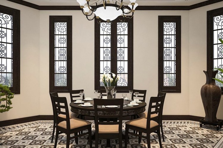 Sử dụng họa tiết hoa văn trong thiết kế nội thất biệt thự theo phong cách Indochine